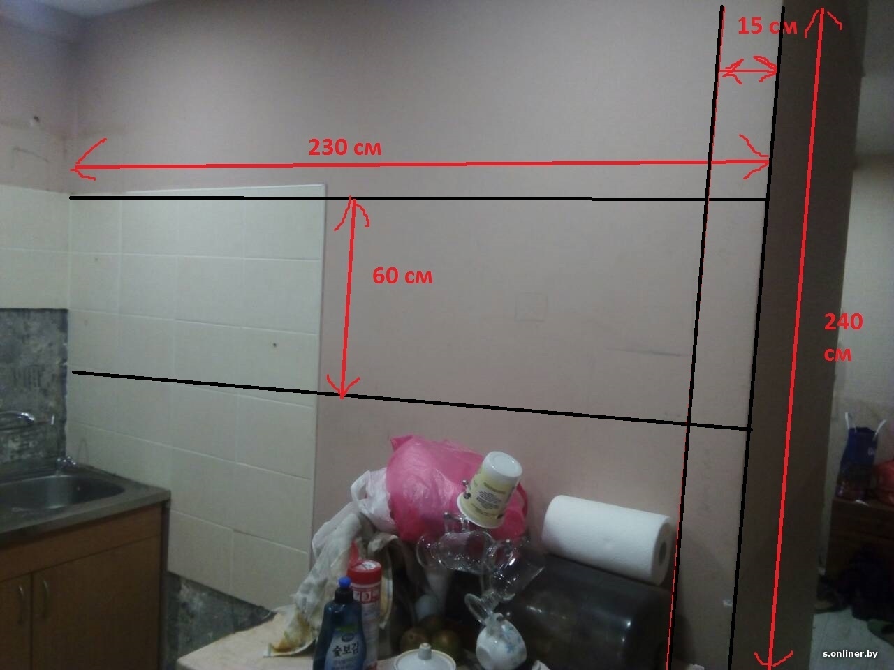 Размер фартука на кухне высота