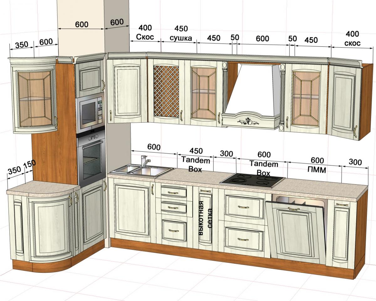 Высота шкафов кухонного гарнитура