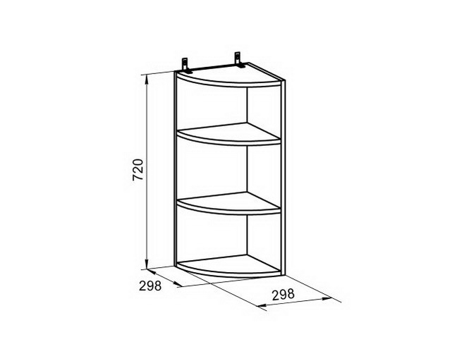 Высота 72. Шкаф навесной концевой l300 h630. Стеллаж угловой Эколайн чертеж. Угловая полка шкафчик. Полка кухонная угловая навесная.