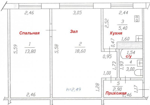 Типовой проект кухни в хрущевке