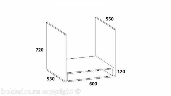 Шкаф под варочную панель на кухню размеры